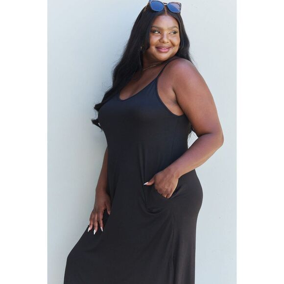 Ninexis Good Energy Full Size Cami Side Slit Maxi Dress In Black - Picture 5 of 11